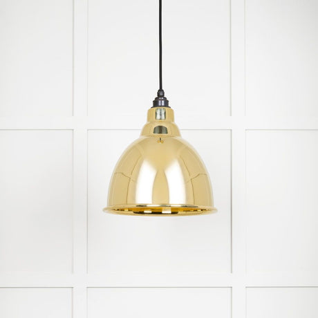 This is an image showing From The Anvil - Smooth Brass Brindley Pendant available from T.H Wiggans Architectural Ironmongery in Kendal, quick delivery and discounted prices