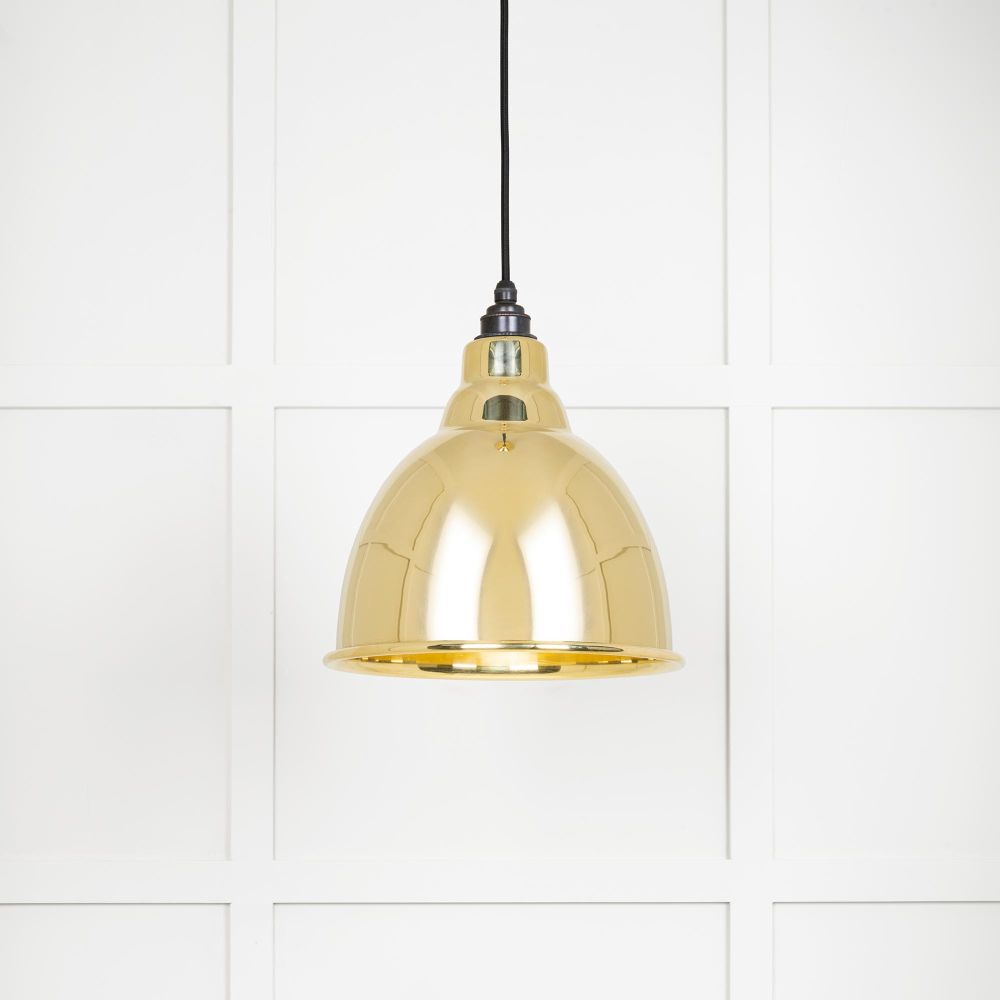 This is an image showing From The Anvil - Smooth Brass Brindley Pendant available from T.H Wiggans Architectural Ironmongery in Kendal, quick delivery and discounted prices