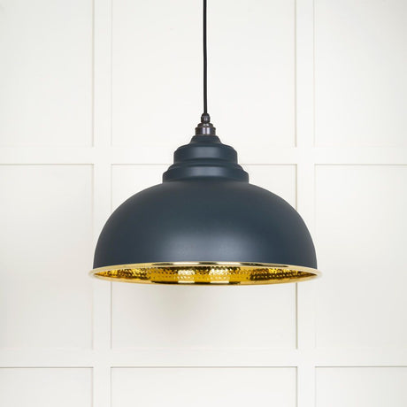 This is an image showing From The Anvil - Hammered Brass Harborne Pendant in Soot available from T.H Wiggans Architectural Ironmongery in Kendal, quick delivery and discounted prices