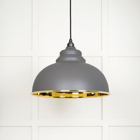 This is an image showing From The Anvil - Smooth Brass Harborne Pendant in Bluff available from T.H Wiggans Architectural Ironmongery in Kendal, quick delivery and discounted prices