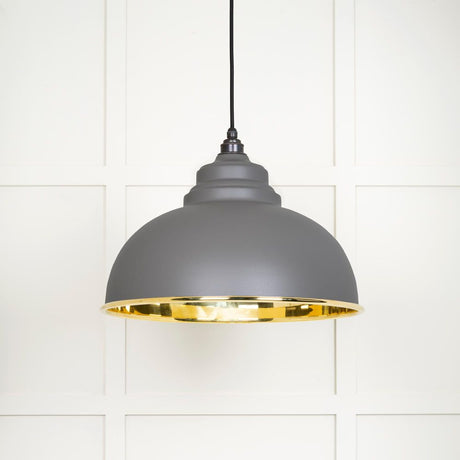 This is an image showing From The Anvil - Smooth Brass Harborne Pendant in Bluff available from T.H Wiggans Architectural Ironmongery in Kendal, quick delivery and discounted prices