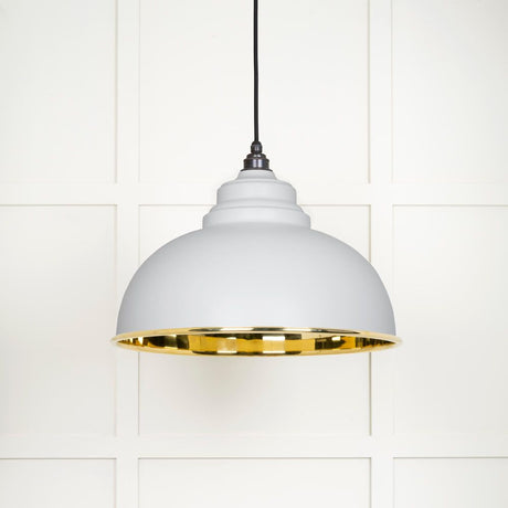 This is an image showing From The Anvil - Smooth Brass Harborne Pendant in Flock available from T.H Wiggans Architectural Ironmongery in Kendal, quick delivery and discounted prices