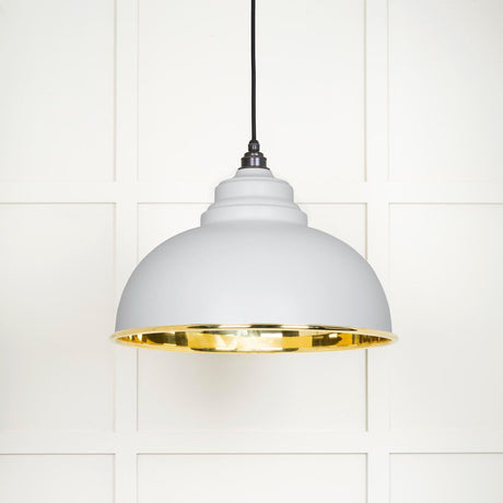 This is an image showing From The Anvil - Smooth Brass Harborne Pendant in Flock available from T.H Wiggans Architectural Ironmongery in Kendal, quick delivery and discounted prices