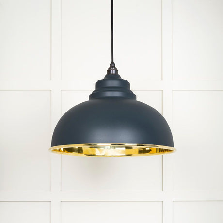 This is an image showing From The Anvil - Smooth Brass Harborne Pendant in Soot available from T.H Wiggans Architectural Ironmongery in Kendal, quick delivery and discounted prices