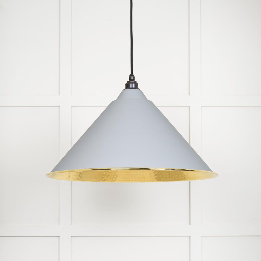 This is an image showing From The Anvil - Hammered Brass Hockley Pendant in Birch available from T.H Wiggans Architectural Ironmongery in Kendal, quick delivery and discounted prices