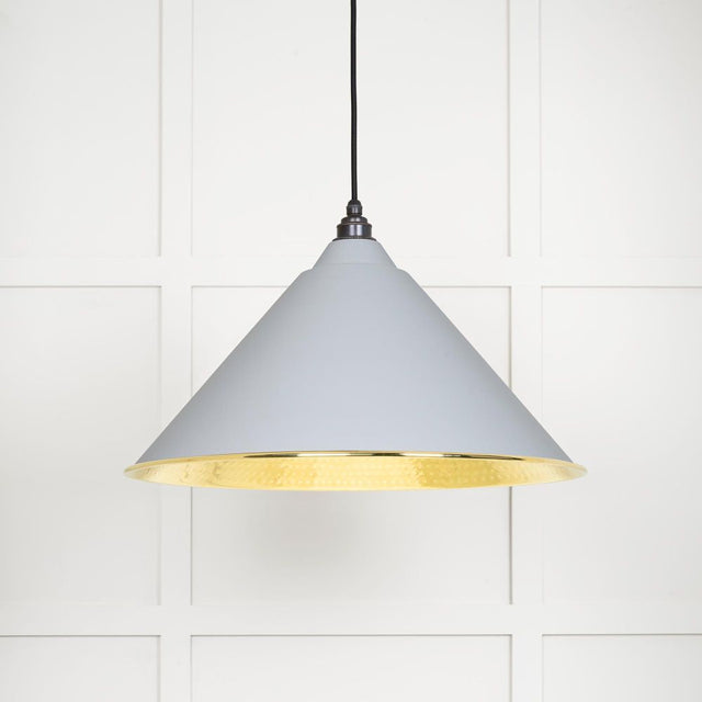 This is an image showing From The Anvil - Hammered Brass Hockley Pendant in Birch available from T.H Wiggans Architectural Ironmongery in Kendal, quick delivery and discounted prices