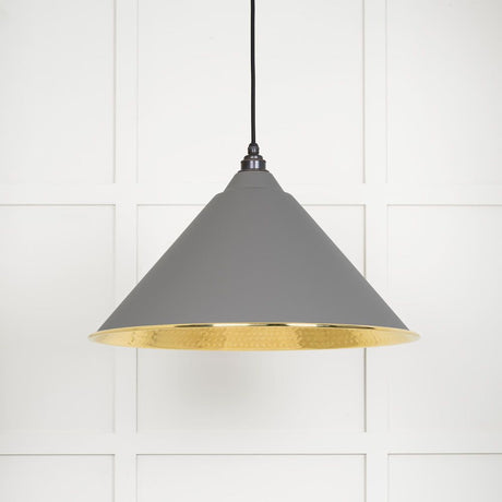 This is an image showing From The Anvil - Hammered Brass Hockley Pendant in Bluff available from T.H Wiggans Architectural Ironmongery in Kendal, quick delivery and discounted prices