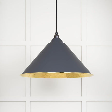 This is an image showing From The Anvil - Hammered Brass Hockley Pendant in Slate available from T.H Wiggans Architectural Ironmongery in Kendal, quick delivery and discounted prices