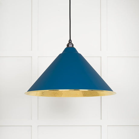 This is an image showing From The Anvil - Hammered Brass Hockley Pendant in Upstream available from T.H Wiggans Architectural Ironmongery in Kendal, quick delivery and discounted prices