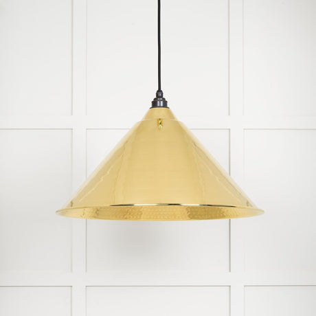 This is an image showing From The Anvil - Hammered Brass Hockley Pendant available from T.H Wiggans Architectural Ironmongery in Kendal, quick delivery and discounted prices