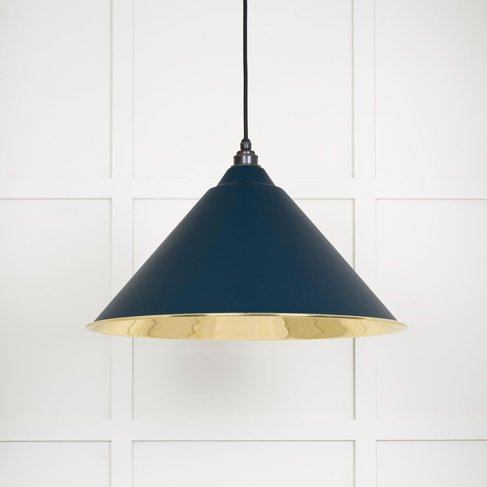 This is an image showing From The Anvil - Smooth Brass Hockley Pendant in Dusk available from T.H Wiggans Architectural Ironmongery in Kendal, quick delivery and discounted prices