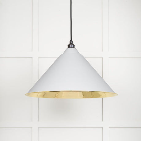 This is an image showing From The Anvil - Smooth Brass Hockley Pendant in Flock available from T.H Wiggans Architectural Ironmongery in Kendal, quick delivery and discounted prices