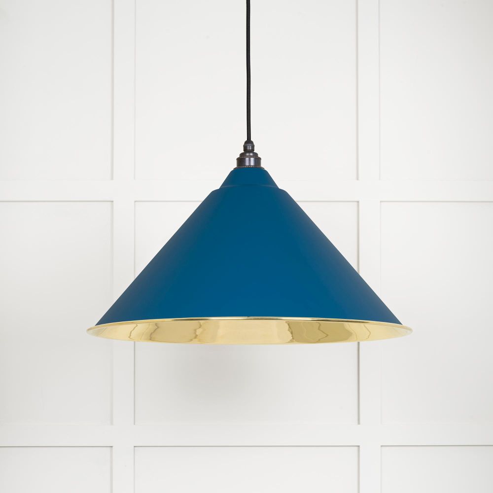 This is an image showing From The Anvil - Smooth Brass Hockley Pendant in Upstream available from T.H Wiggans Architectural Ironmongery in Kendal, quick delivery and discounted prices