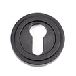 This is an image of From The Anvil - Matt Black Round Euro Escutcheon (Art Deco) available to order from T.H Wiggans Architectural Ironmongery in Kendal, quick delivery and discounted prices.