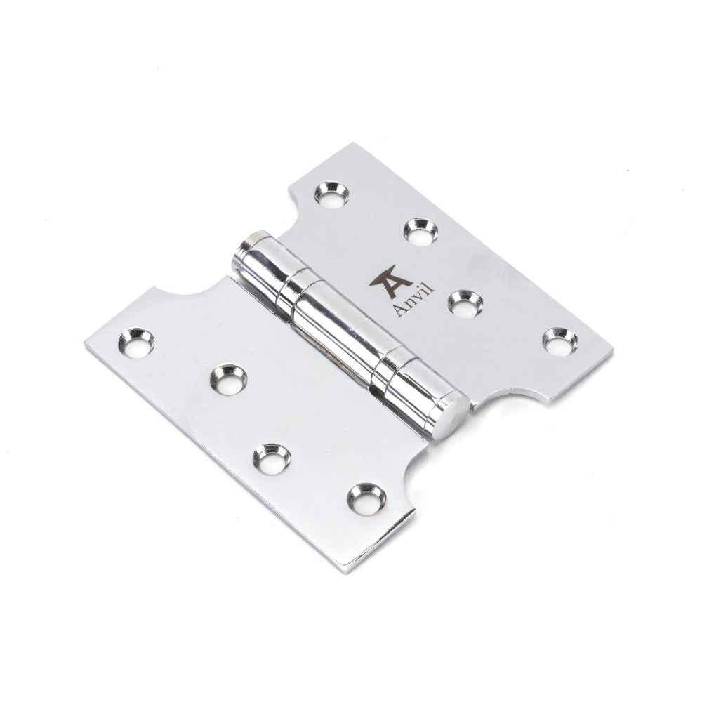 This is an image showing From The Anvil - Polished Chrome 4" x 2" x 4" Parliament Hinge (pair) ss available from T.H Wiggans Architectural Ironmongery in Kendal, quick delivery and discounted prices