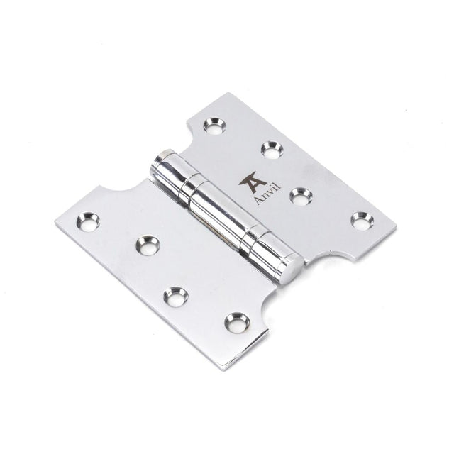 This is an image showing From The Anvil - Polished Chrome 4" x 2" x 4" Parliament Hinge (pair) ss available from T.H Wiggans Architectural Ironmongery in Kendal, quick delivery and discounted prices