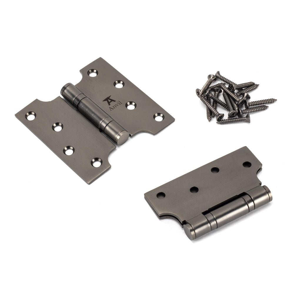 This is an image showing From The Anvil - Aged Bronze 4" x 2" x 4" Parliament Hinge (pair) ss available from T.H Wiggans Architectural Ironmongery, quick delivery and discounted prices