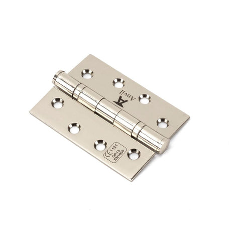 This is an image showing From The Anvil - Polished Nickel 4" Ball Bearing Butt Hinge (pair) ss available from T.H Wiggans Architectural Ironmongery in Kendal, quick delivery and discounted prices
