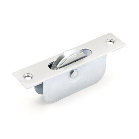 This is an image showing From The Anvil - Satin Chrome Square Ended Sash Pulley 75kg available from T.H Wiggans Architectural Ironmongery in Kendal, quick delivery and discounted prices