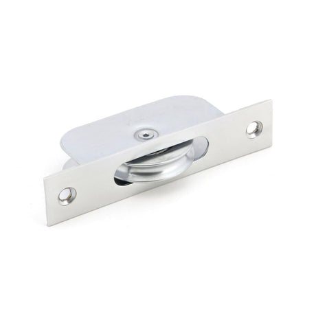 This is an image showing From The Anvil - Satin Chrome Square Ended Sash Pulley 75kg available from T.H Wiggans Architectural Ironmongery in Kendal, quick delivery and discounted prices