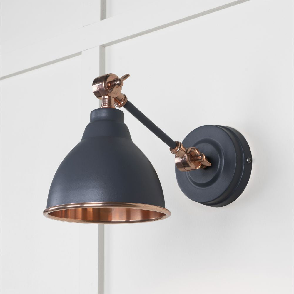 This is an image showing From The Anvil - Smooth Copper Brindley Wall Light in Slate available from T.H Wiggans Architectural Ironmongery in Kendal, quick delivery and discounted prices