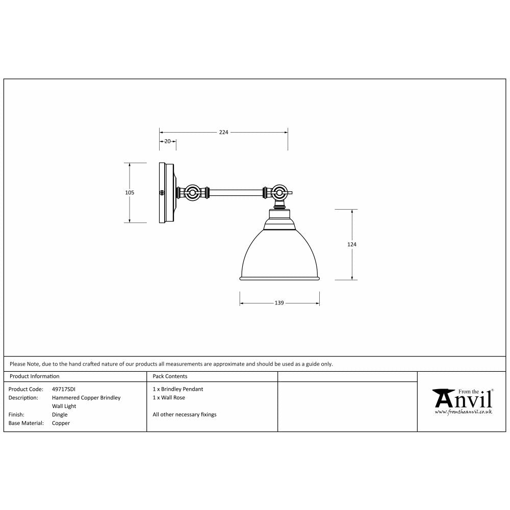 This is an image showing From The Anvil - Hammered Copper Brindley Wall Light in Dingle available from T.H Wiggans Architectural Ironmongery in Kendal, quick delivery and discounted prices