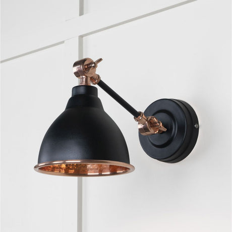 This is an image showing From The Anvil - Hammered Copper Brindley Wall Light in Elan Black available from T.H Wiggans Architectural Ironmongery in Kendal, quick delivery and discounted prices