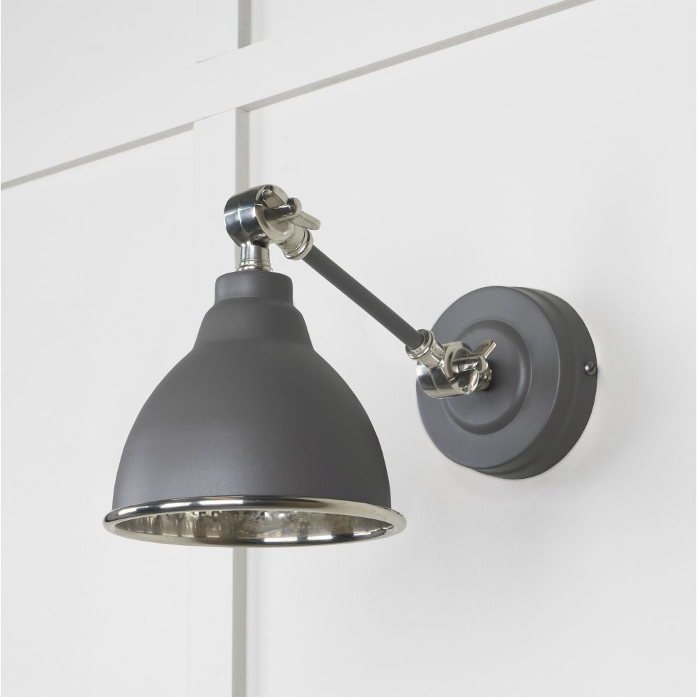 This is an image showing From The Anvil - Hammered Nickel Brindley Wall Light in Bluff available from T.H Wiggans Architectural Ironmongery in Kendal, quick delivery and discounted prices