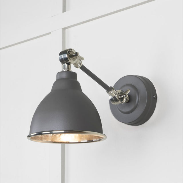 This is an image showing From The Anvil - Hammered Nickel Brindley Wall Light in Bluff available from T.H Wiggans Architectural Ironmongery in Kendal, quick delivery and discounted prices