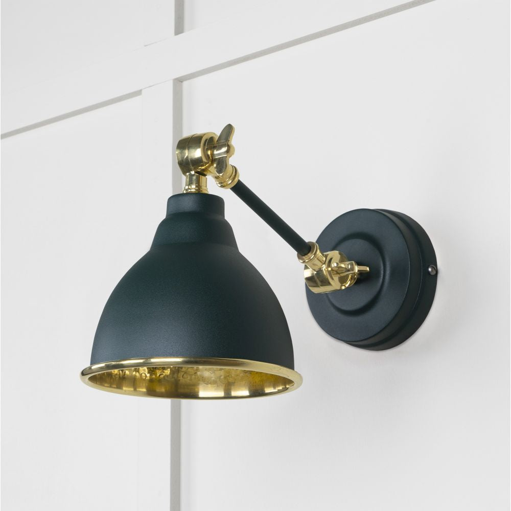 This is an image showing From The Anvil - Hammered Brass Brindley Wall Light in Dingle available from T.H Wiggans Architectural Ironmongery in Kendal, quick delivery and discounted prices