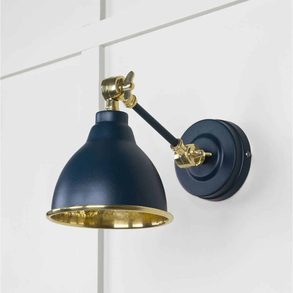 This is an image showing From The Anvil - Hammered Brass Brindley Wall Light in Dusk available from T.H Wiggans Architectural Ironmongery in Kendal, quick delivery and discounted prices