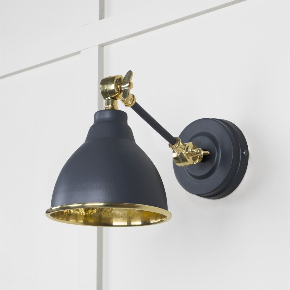 This is an image showing From The Anvil - Hammered Brass Brindley Wall Light in Slate available from T.H Wiggans Architectural Ironmongery in Kendal, quick delivery and discounted prices