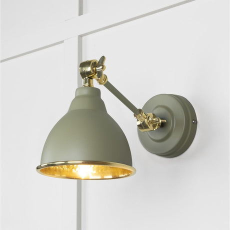 This is an image showing From The Anvil - Hammered Brass Brindley Wall Light in Tump available from T.H Wiggans Architectural Ironmongery in Kendal, quick delivery and discounted prices