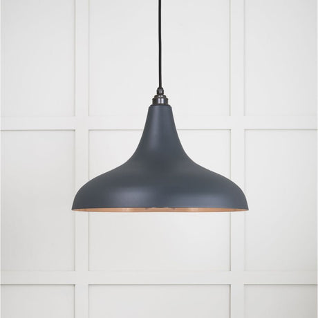 This is an image showing From The Anvil - Smooth Copper Frankley Pendant in Soot available from T.H Wiggans Architectural Ironmongery in Kendal, quick delivery and discounted prices