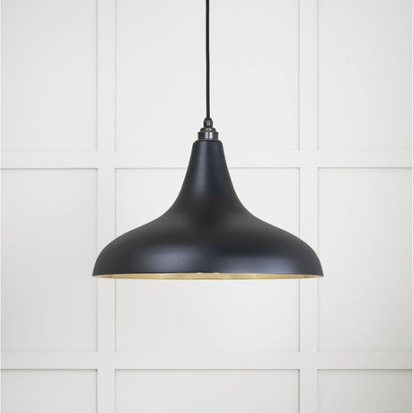 This is an image showing From The Anvil - Smooth Brass Frankley Pendant in Elan Black available from T.H Wiggans Architectural Ironmongery in Kendal, quick delivery and discounted prices