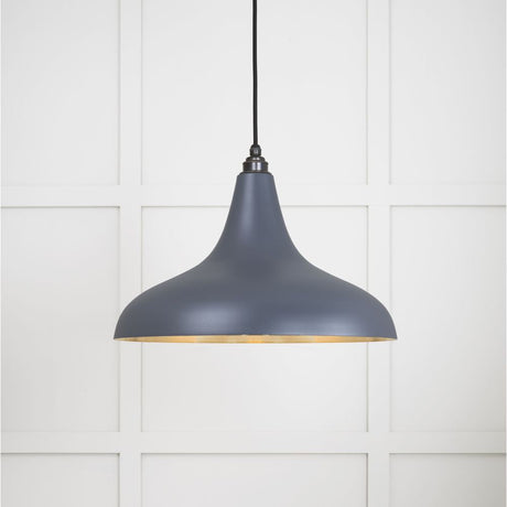 This is an image showing From The Anvil - Smooth Brass Frankley Pendant in Slate available from T.H Wiggans Architectural Ironmongery in Kendal, quick delivery and discounted prices