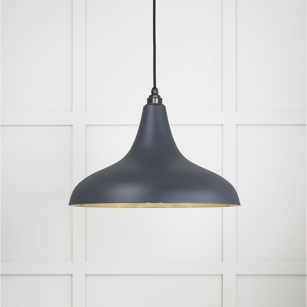 This is an image showing From The Anvil - Smooth Brass Frankley Pendant in Soot available from T.H Wiggans Architectural Ironmongery in Kendal, quick delivery and discounted prices