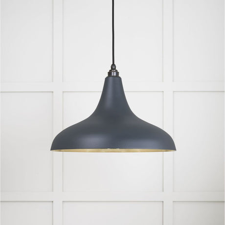 This is an image showing From The Anvil - Smooth Brass Frankley Pendant in Soot available from T.H Wiggans Architectural Ironmongery in Kendal, quick delivery and discounted prices