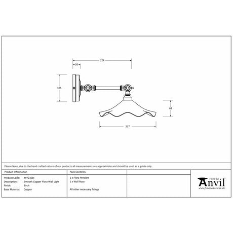 This is an image showing From The Anvil - Smooth Copper Flora Wall Light in Birch available from T.H Wiggans Architectural Ironmongery in Kendal, quick delivery and discounted prices