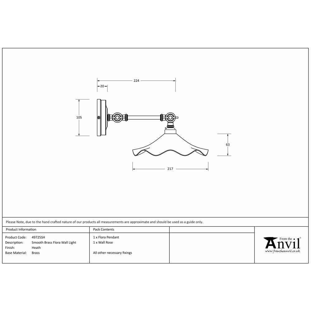 This is an image showing From The Anvil - Smooth Brass Flora Wall Light in Heath available from T.H Wiggans Architectural Ironmongery in Kendal, quick delivery and discounted prices