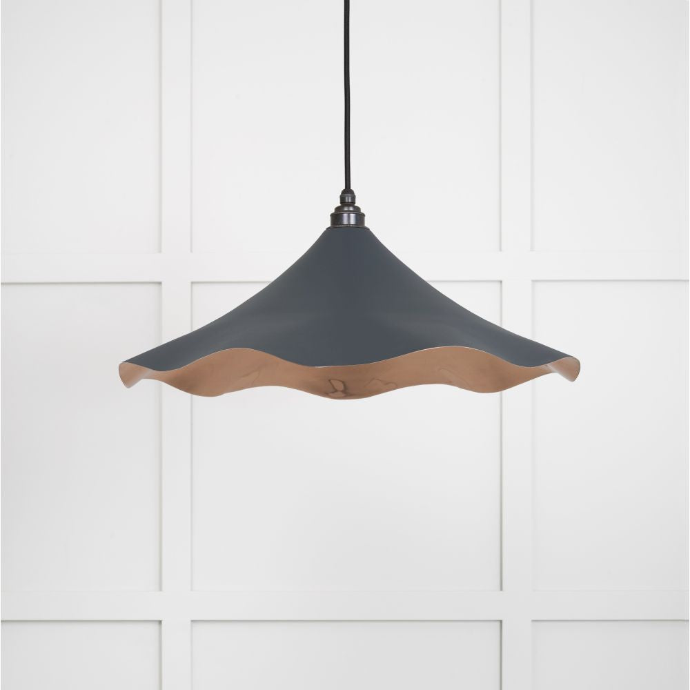 This is an image showing From The Anvil - Smooth Copper Flora Pendant in Soot available from T.H Wiggans Architectural Ironmongery in Kendal, quick delivery and discounted prices