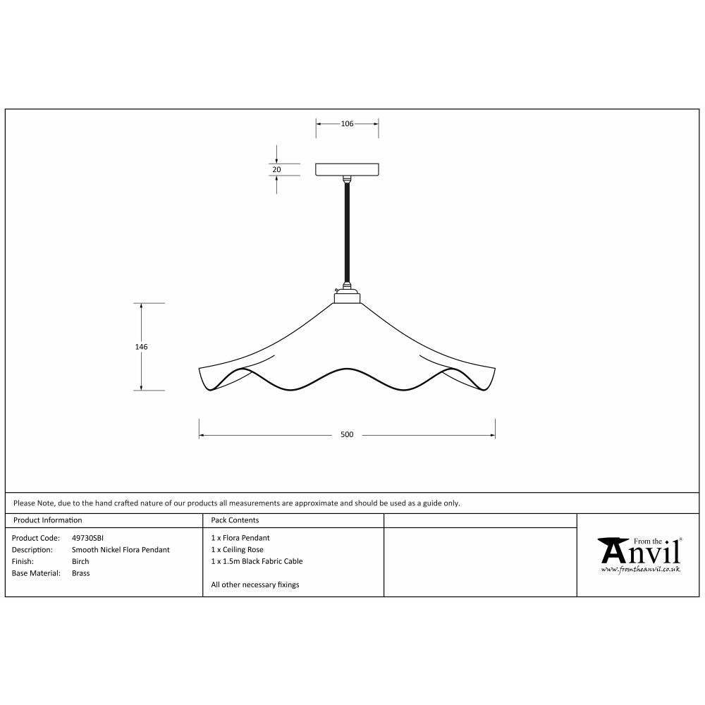 This is an image showing From The Anvil - Smooth Nickel Flora Pendant in Birch available from T.H Wiggans Architectural Ironmongery in Kendal, quick delivery and discounted prices