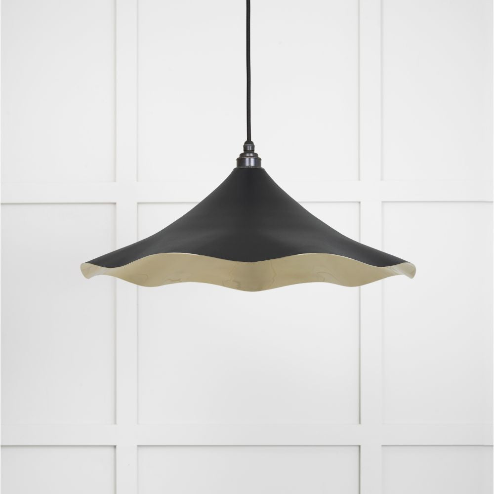 This is an image showing From The Anvil - Smooth Brass Flora Pendant in Elan Black available from T.H Wiggans Architectural Ironmongery in Kendal, quick delivery and discounted prices