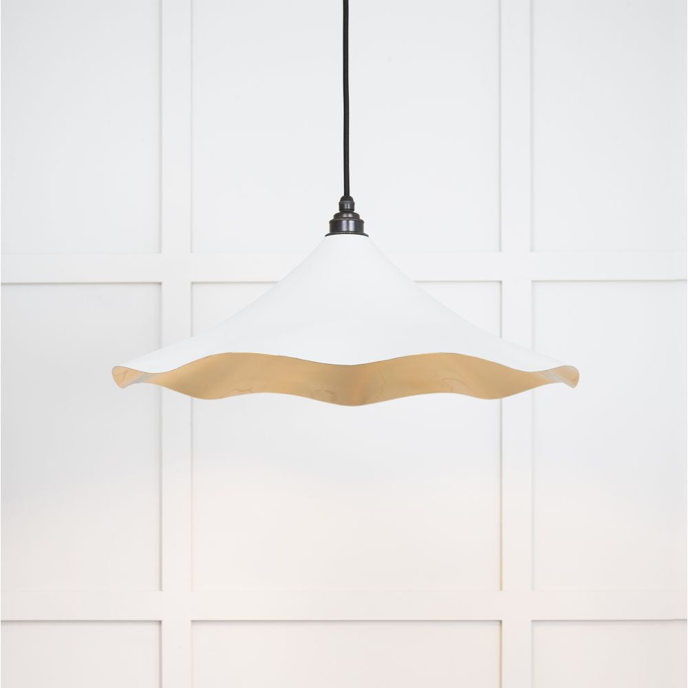 This is an image showing From The Anvil - Smooth Brass Flora Pendant in Flock available from T.H Wiggans Architectural Ironmongery in Kendal, quick delivery and discounted prices