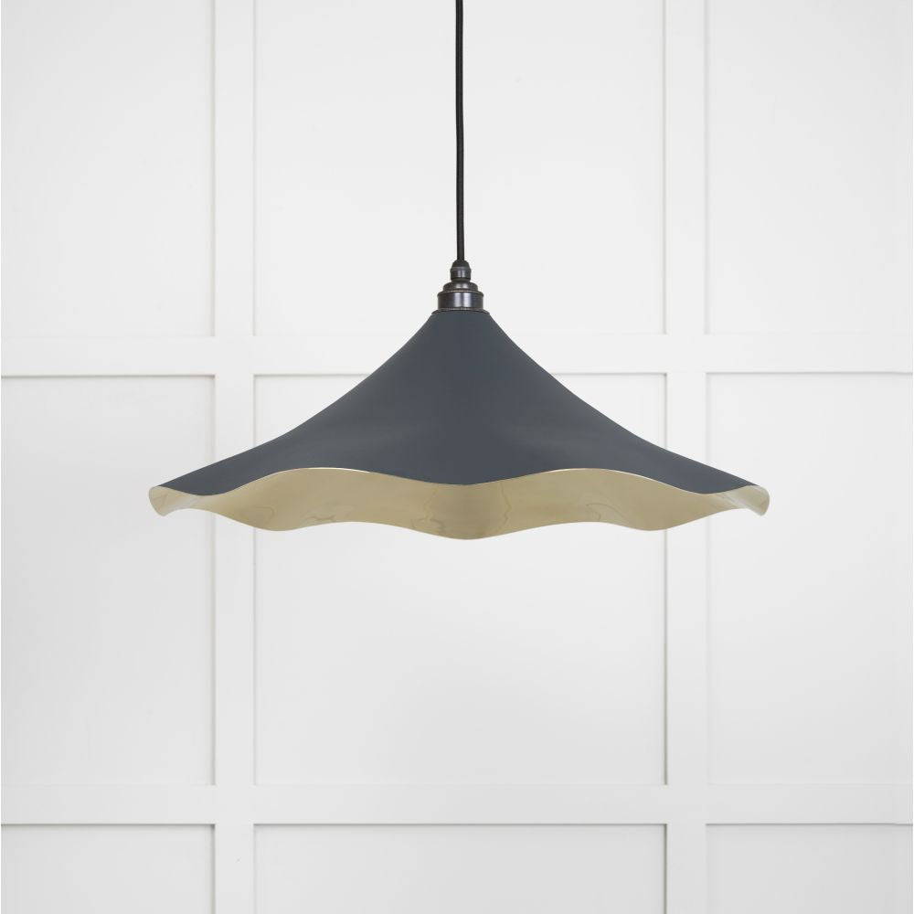 This is an image showing From The Anvil - Smooth Brass Flora Pendant in Soot available from T.H Wiggans Architectural Ironmongery in Kendal, quick delivery and discounted prices