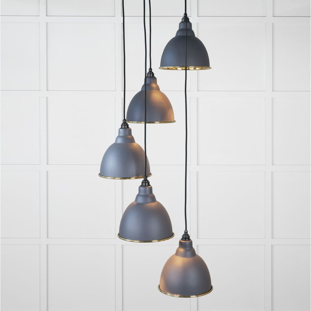 This is an image showing From The Anvil - Smooth Brass Brindley Cluster Pendant in Slate available from T.H Wiggans Architectural Ironmongery in Kendal, quick delivery and discounted prices