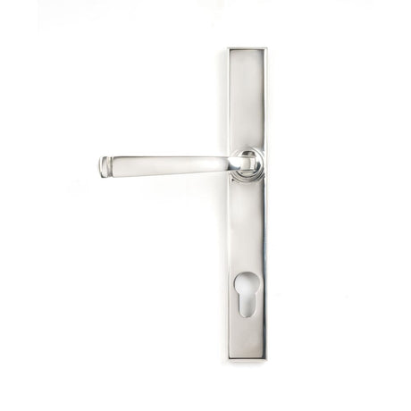 This is an image showing From The Anvil - Polished Marine SS (316) Avon Slimline Lever Espag. Lock Set available from trade door handles, quick delivery and discounted prices