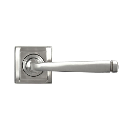 This is an image showing From The Anvil - Satin Marine SS (316) Avon Round Lever on Rose Set (Square) available from trade door handles, quick delivery and discounted prices