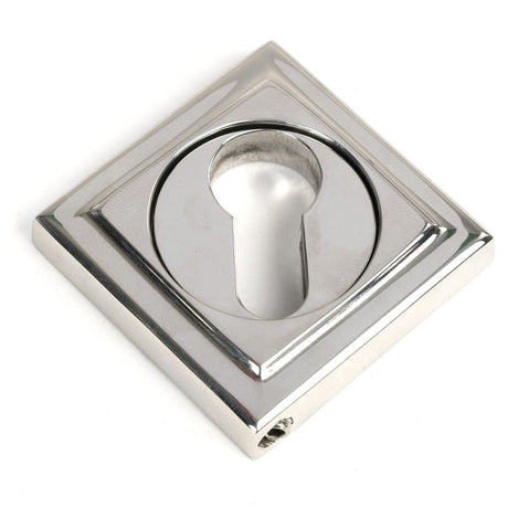 This is an image showing From The Anvil - Polished Marine SS (316) Round Euro Escutcheon (Square) available from trade door handles, quick delivery and discounted prices