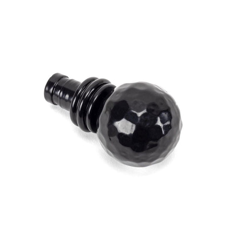 This is an image showing From The Anvil - Black Hammered Ball Curtain Finial (pair) available from T.H Wiggans Architectural Ironmongery in Kendal, quick delivery and discounted prices